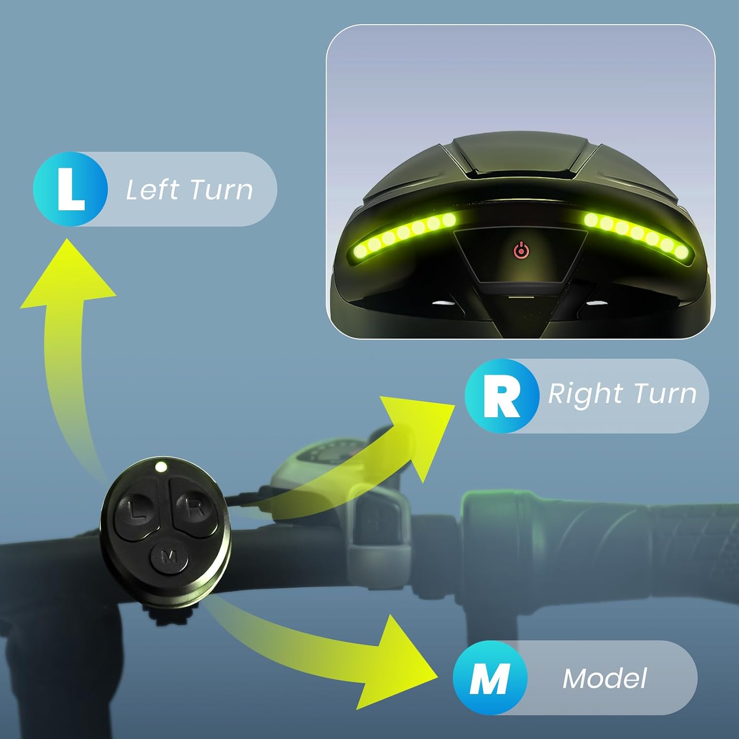 Smart Commuter E-Bike Helmet with LED Rear Light &amp; Magnetic Shield