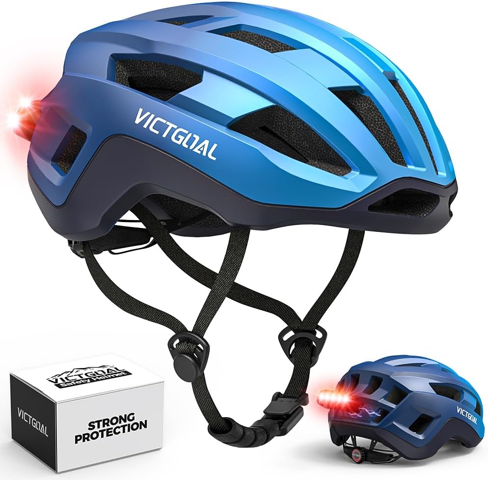 Aerodynamic Cycling Helmet with USB LED Light &amp; Magnetic Goggles