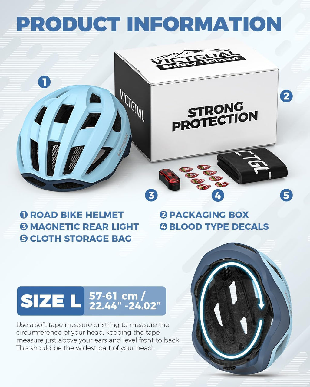 Aerodynamic Cycling Helmet with USB LED Light &amp; Magnetic Goggles