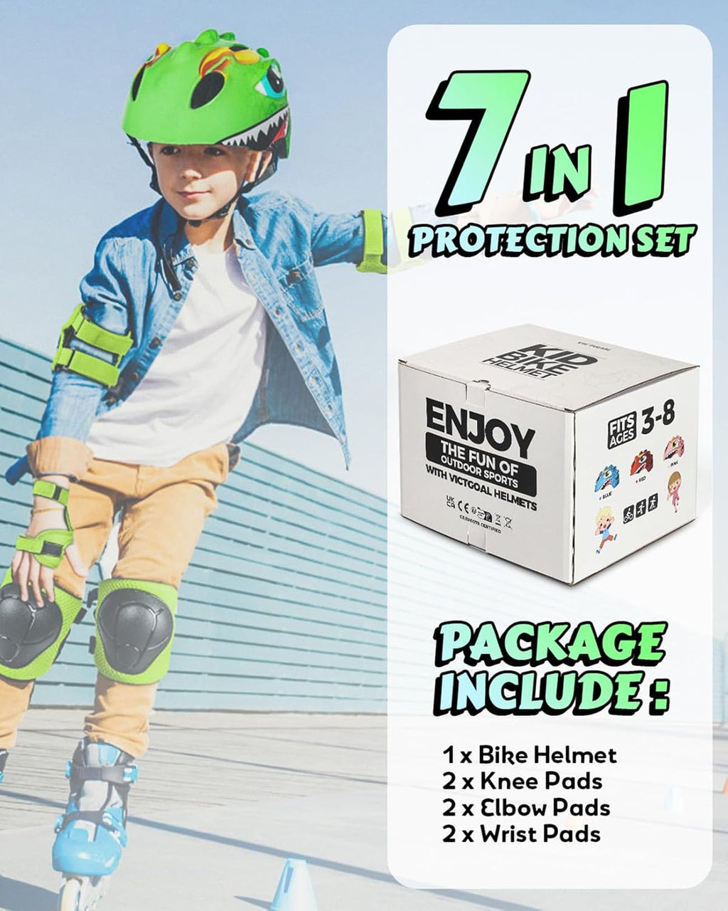 Kids 3D Cartoon Multi-Sport Safety Helmet (Ages 3–8)
