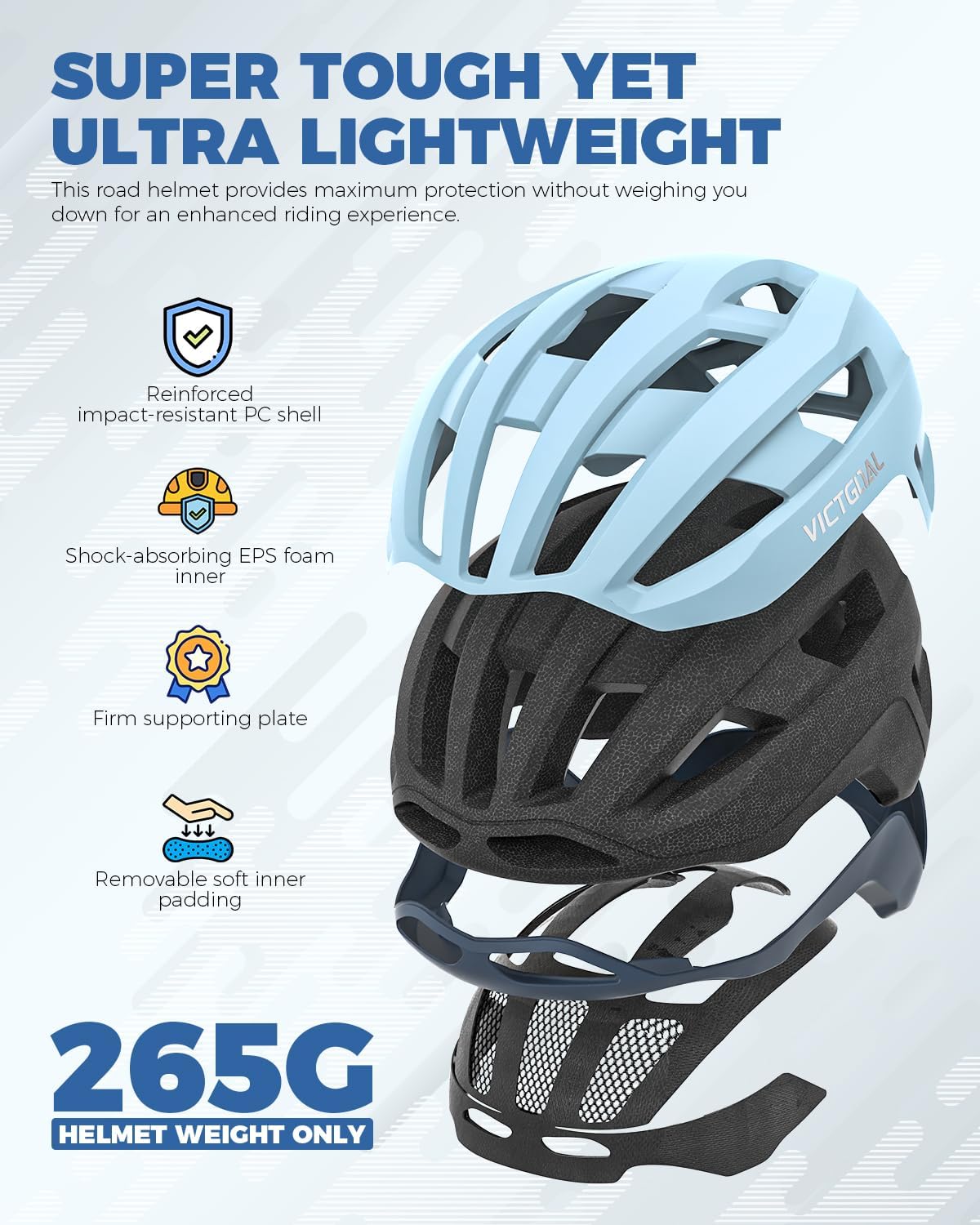 Aerodynamic Cycling Helmet with USB LED Light &amp; Magnetic Goggles