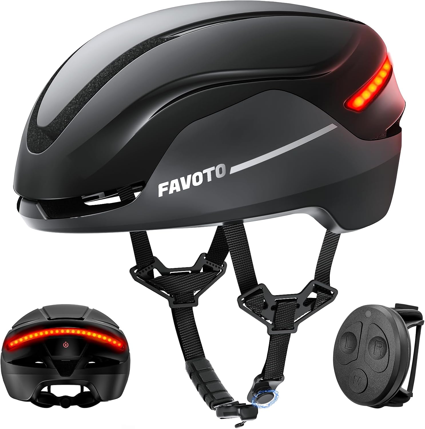Smart Commuter E-Bike Helmet with LED Rear Light &amp; Magnetic Shield