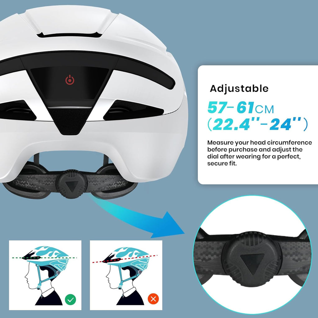 Smart Commuter E-Bike Helmet with LED Rear Light &amp; Magnetic Shield