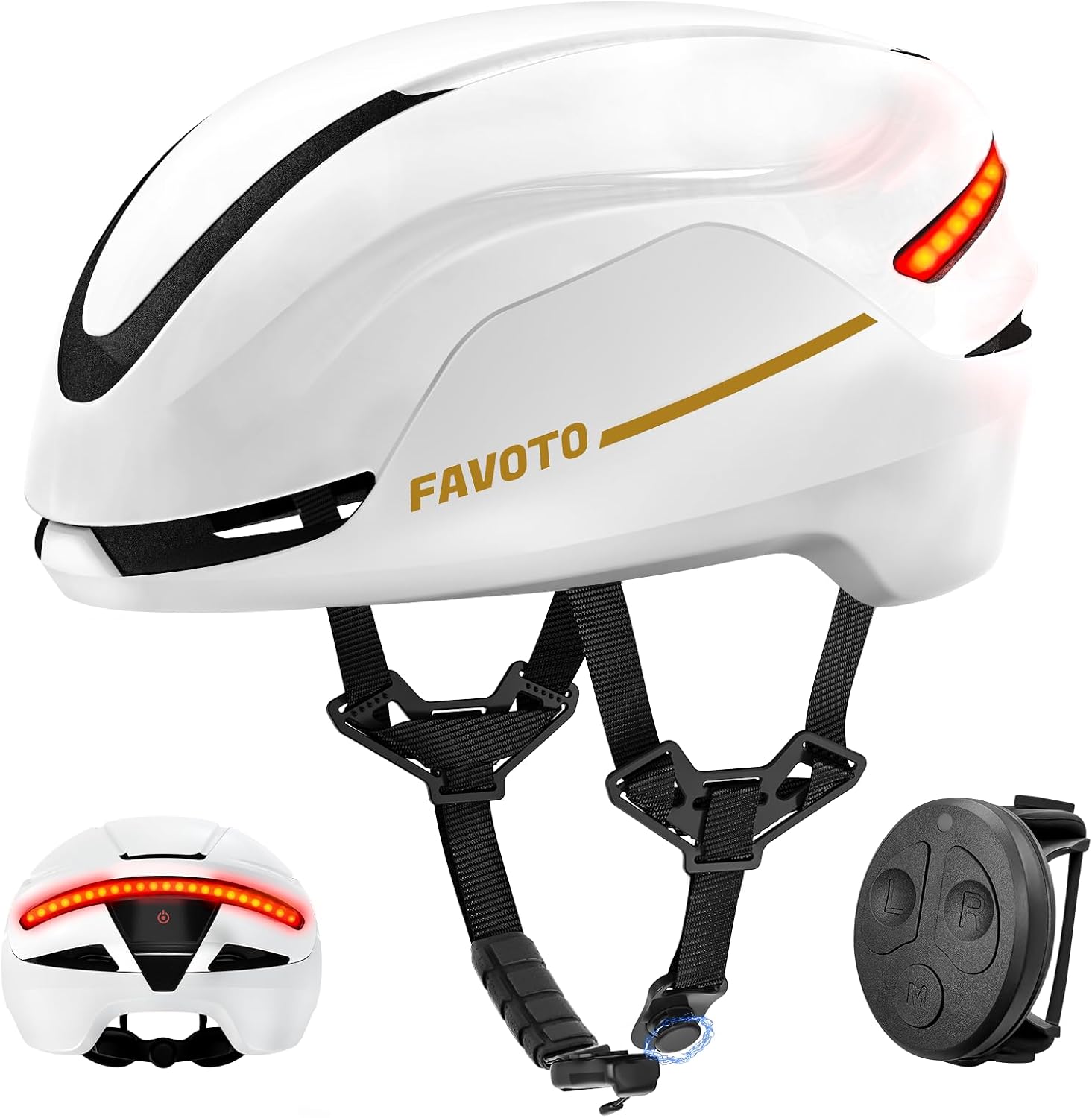 Smart Commuter E-Bike Helmet with LED Rear Light &amp; Magnetic Shield