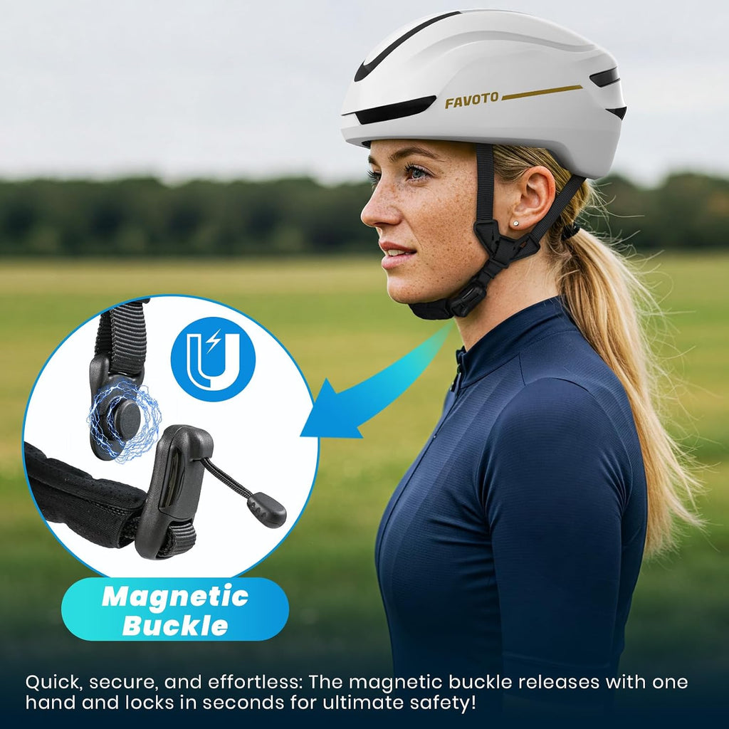 Smart Commuter E-Bike Helmet with LED Rear Light &amp; Magnetic Shield