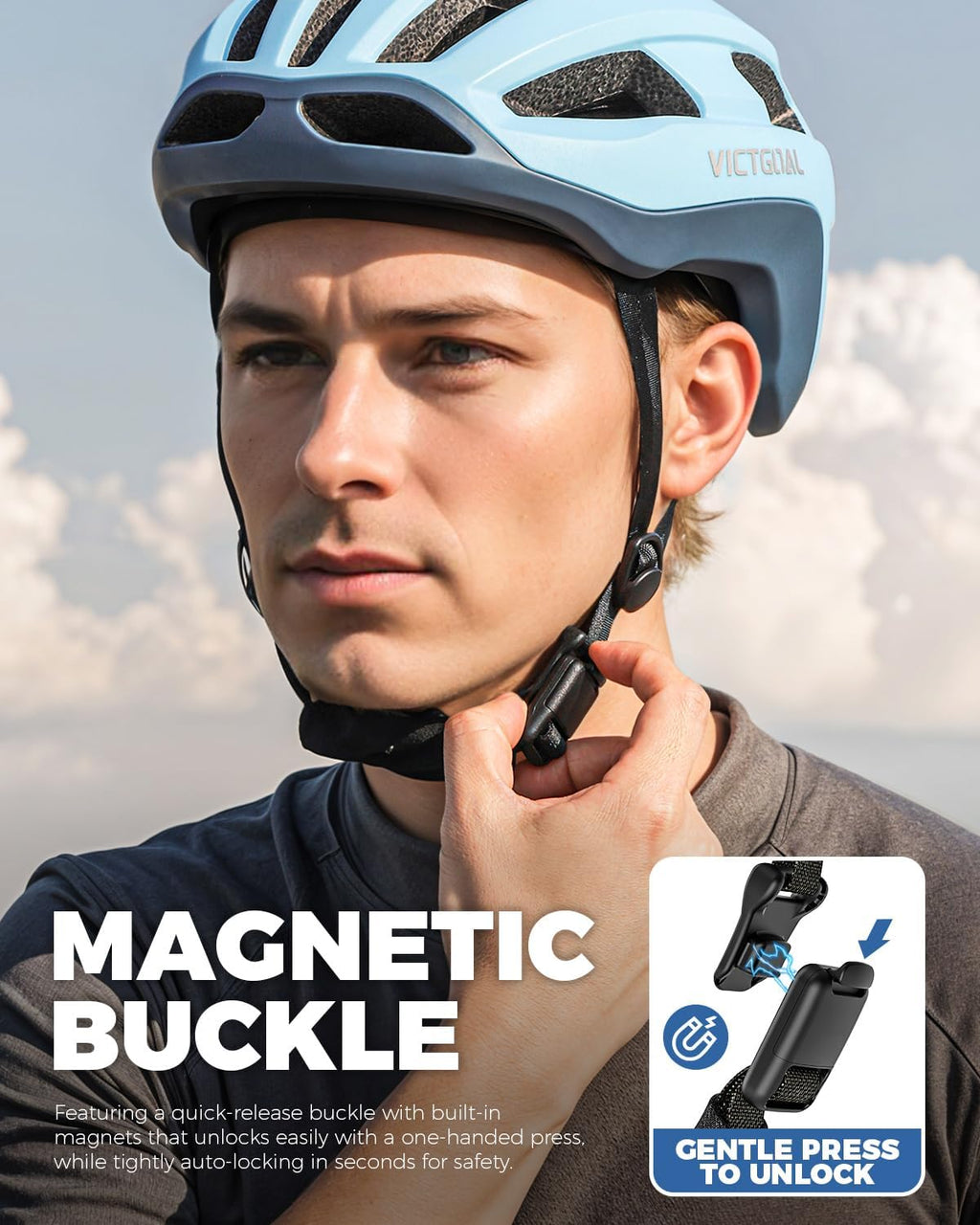 Aerodynamic Cycling Helmet with USB LED Light &amp; Magnetic Goggles
