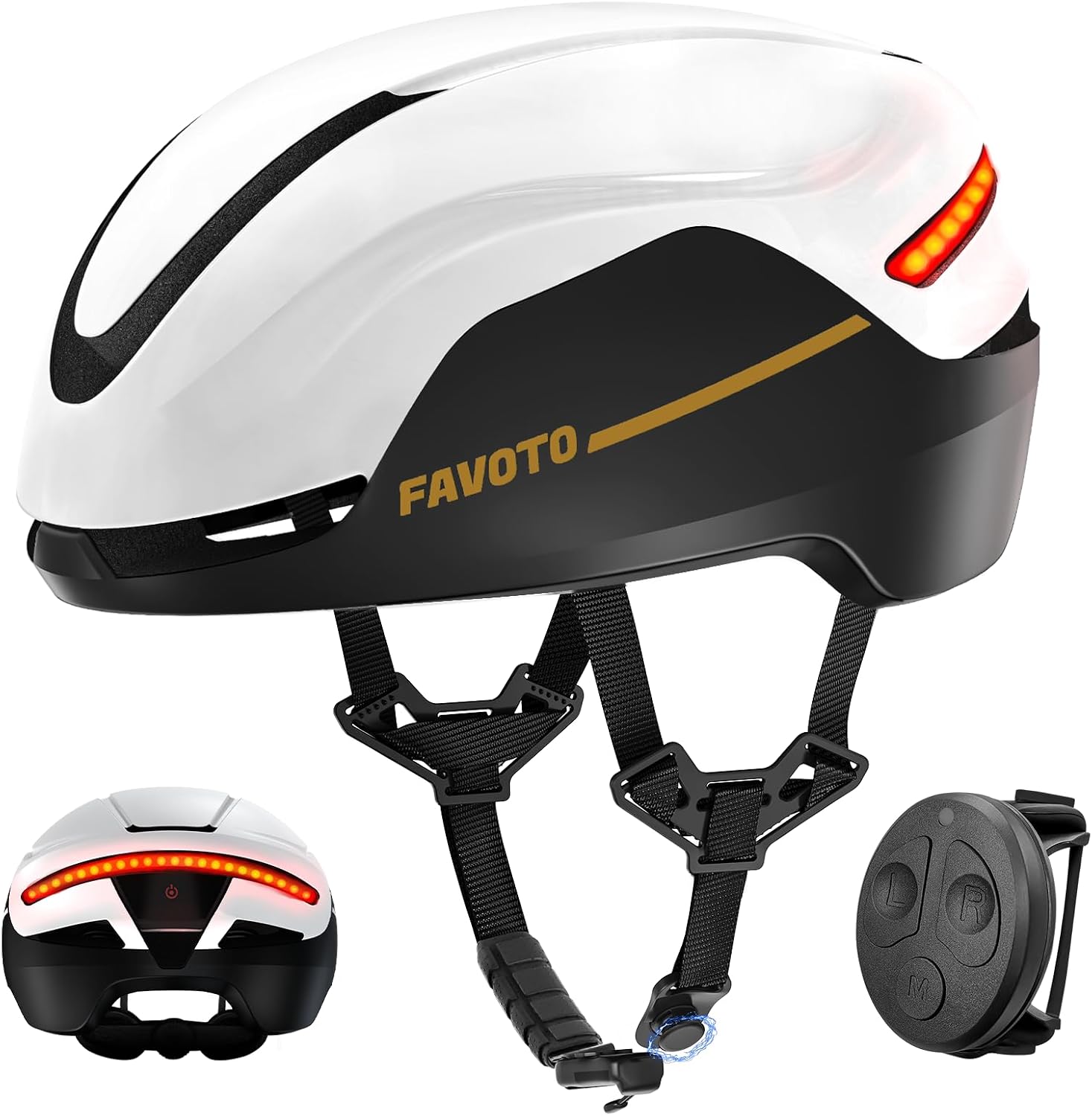 Smart Commuter E-Bike Helmet with LED Rear Light &amp; Magnetic Shield