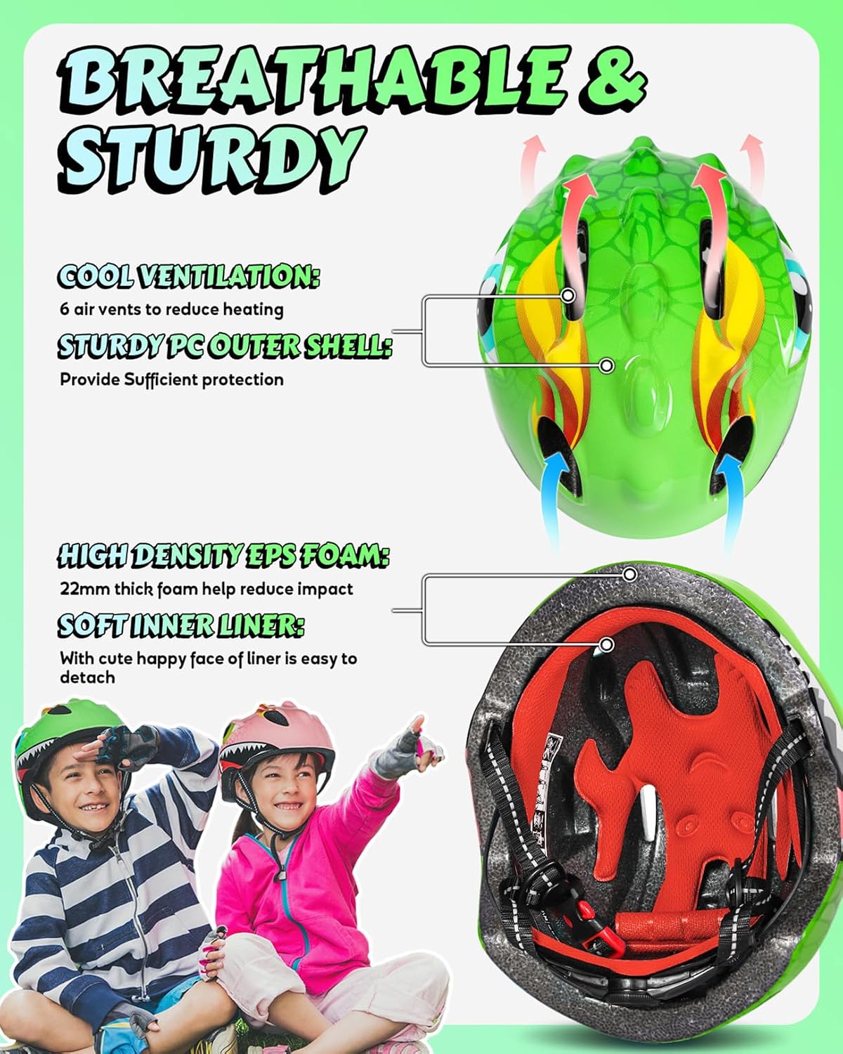 Kids 3D Cartoon Multi-Sport Safety Helmet (Ages 3–8)