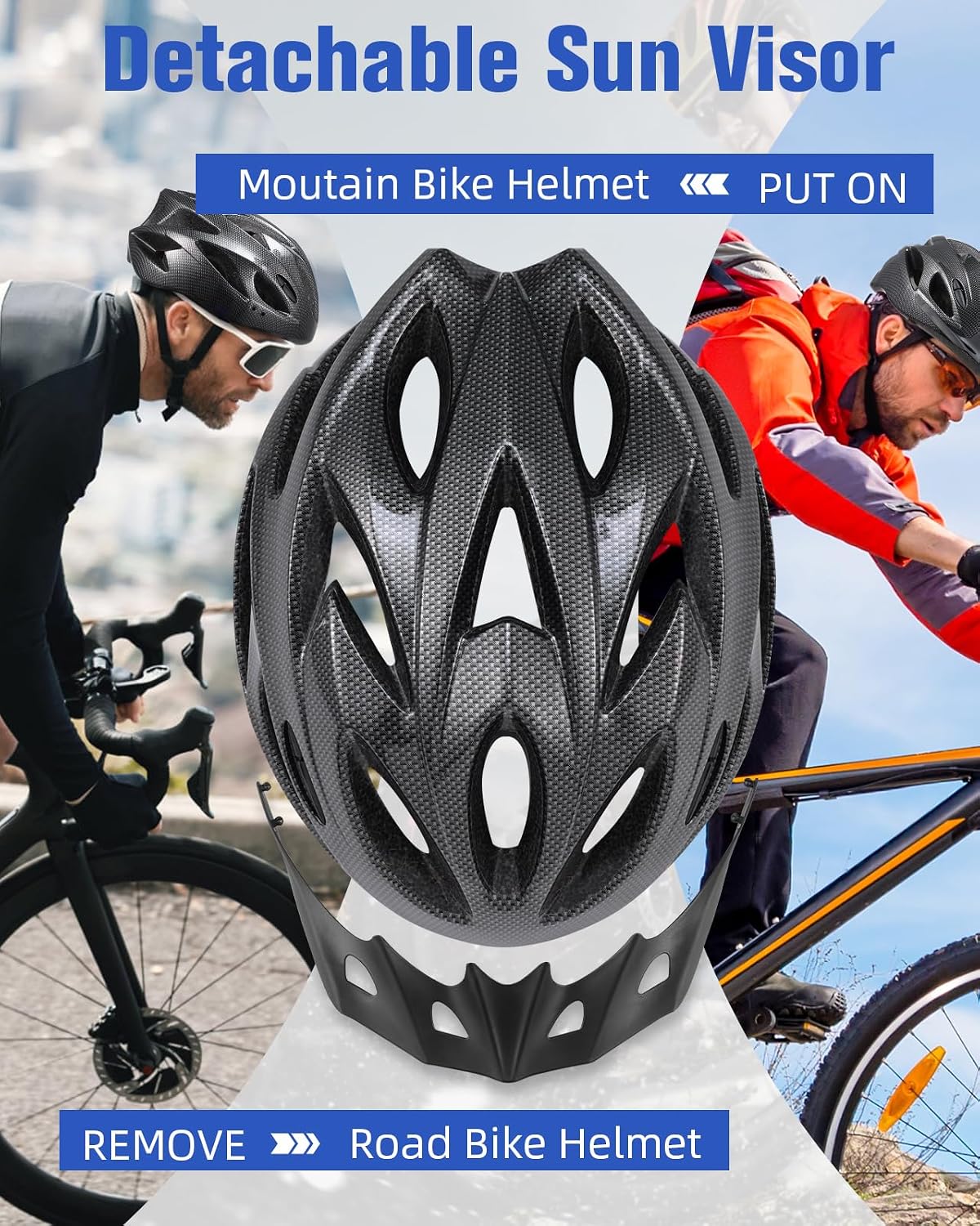 Ultra-Lightweight Cycling Helmet with Detachable Visor